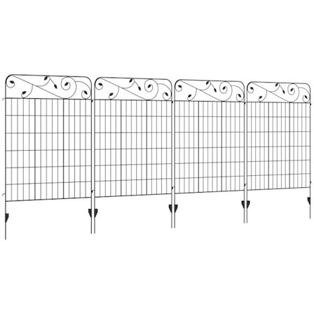 Rootz Havehegn - Vintage Design - Vejrbestandig - Gitterhegn - Jordpæle - Metal - Sort - 352L x 110H cm