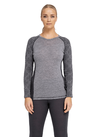 Dovre 100% Merinoull, Långärmad T-shirt, Grå Linnen Dam XXL