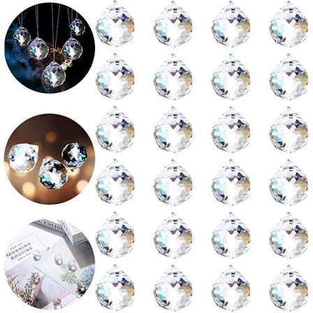 Regnbågskristall Dekoration, 24 st Kristallglaskulor, Regnbågskristall Kristallkulor, Kristallglaskula, Kristallkulor Smycken för Prisma D (FMY)