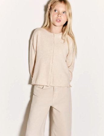 Mango Long Sleeves Knit Cardigan - Cream - 7-8