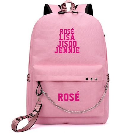 Svartrosa ryggsekk USB oppladbar ryggsekk Student skolesekk