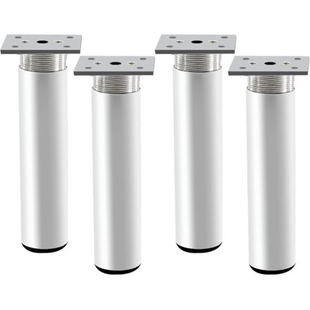4 justerbare møbelben, metalbordben 100 mm højde aluminiumslegering sengeben mat finish