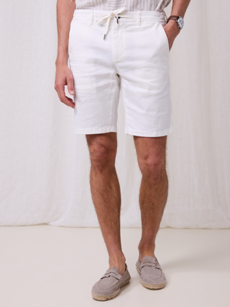 MATCH - Mauro shorts - Mario Conti - Str. M - Herre - Shorts - Hvit - 50% Bomull, 48% Lin og 2% Elastan