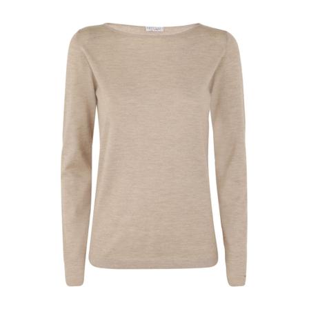 Brunello Cucinelli, Long Sleeved Boat Neck Beżowy, Kobieta, Rozmiar: L