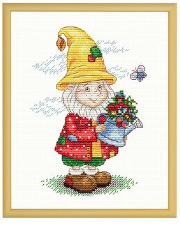 Broderikit Billede Den glade havenisse - M.P Studia