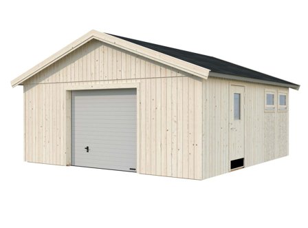 Palmako Andre Garage 32,1 m²/inv. 28,5 m², med port, obehandlad, Stugor & förråd