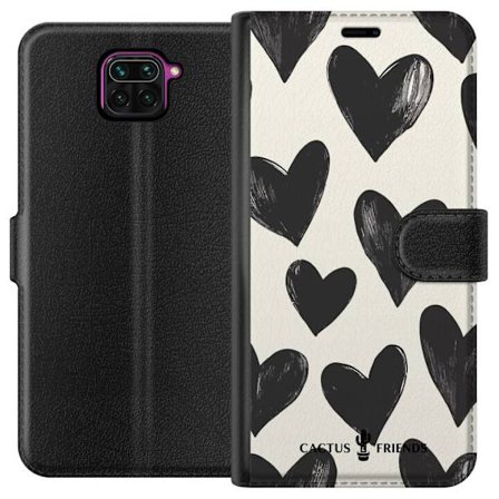 Yhteensopiva Lompakkokotelo Xiaomi Xiaomi Redmi Note 9 Cactus and Friends - Bold Black Love Pattern