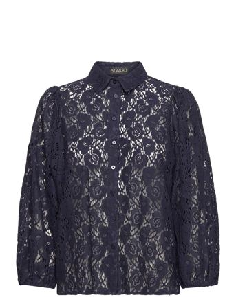 Slwela Stefani Blouse Ls Bluse Langermet Marineblå Soaked In Luxury*Betinget Tilbud