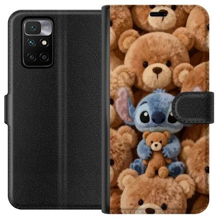 Kompatibel Tegnebogsetui til Xiaomi Redmi 10 Stitch omgivet af brune teddybjørne med en lille teddybjørn i armene i en sød og hyggelig kawaii-design
