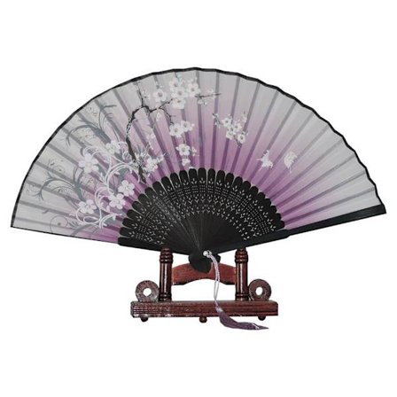 Vifte - Sommerfugle med blomster [M12] - Lilla [Sort]