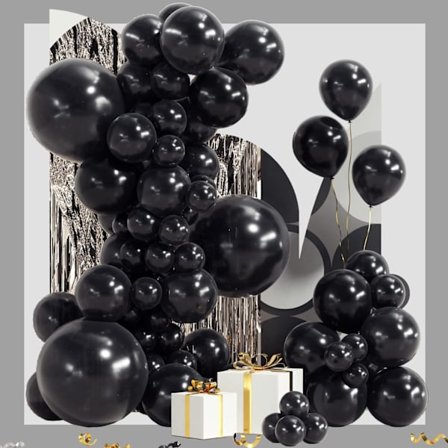 Black Balloon Garland Arch Kit 100-pack 18/12/10/5 tum svart latex