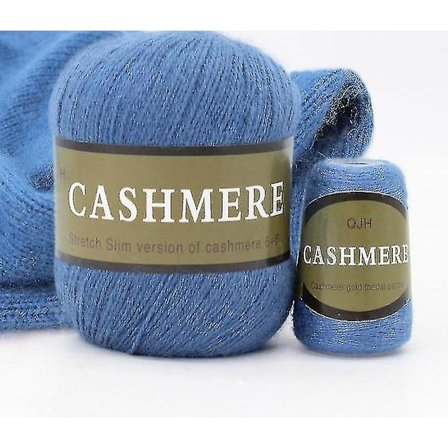 100% Mongolian Cashmere Villa Neulomiseen - Sininen