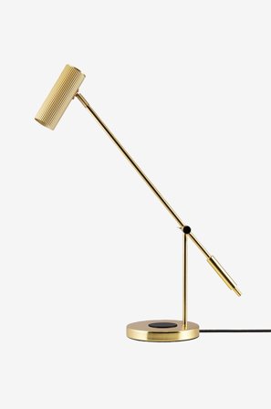 Globen Lighting - Bordlampe Hubble Read med trådløs opladning - Messing - Skrivebordslamper - Fra Homeroom