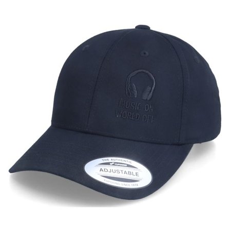 Iconic - Svart adjustable Keps - Music On World Off Black Curved Adjustable @ Hatstore