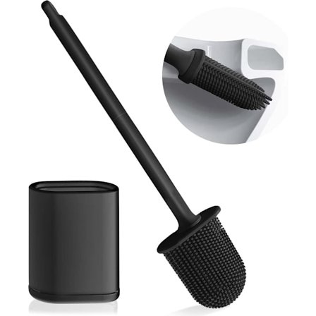 Toilebørste og holder sæt - Toilebørste - Dyb rengøring - Silikone toilebørste - Fleksibelt toilebørstehoved - Vægmonteret