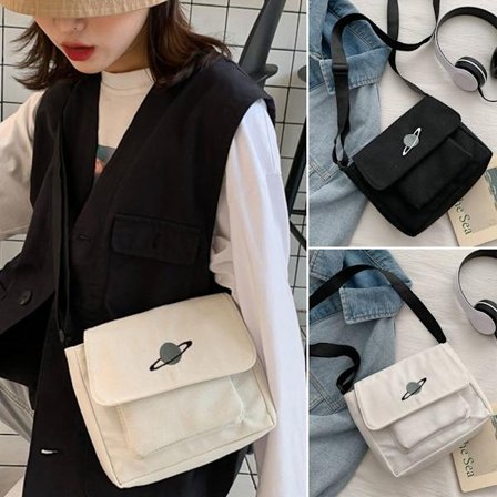 Mode Kvinnor Flickor Canvas Planet Print Axelväska