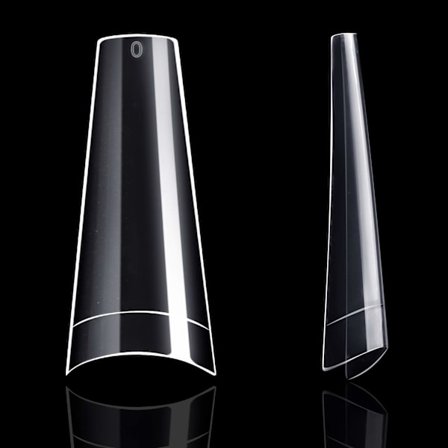 Klare Akryl Negletipper - Kistenegletipper 500 stk. Kunstige Ballerina-formede Falske Negle Halv Dækning Falske Negle med Etui til Neglesaloner