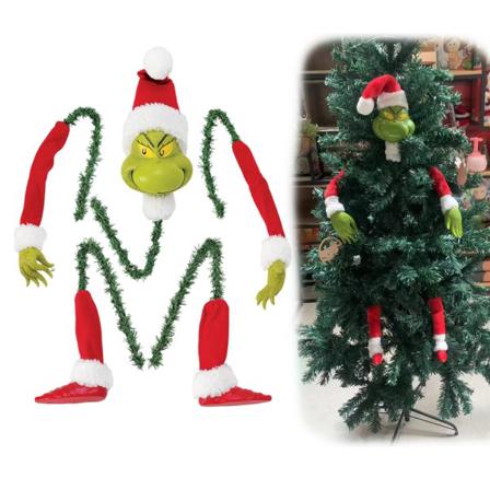 Grinch Julgran Dekor Fyllda Stuck Tree Topper Ornament