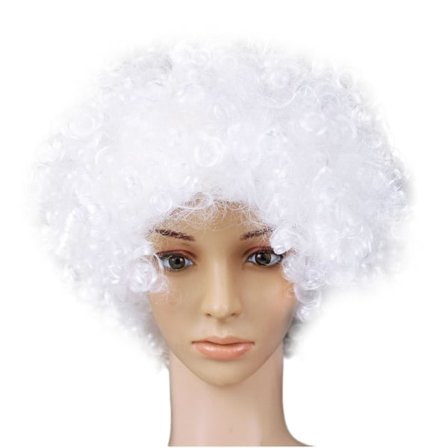 [NT] Klovn Paryk Fluffy Hvidt Hår Paryk Eksplosivt Hoved Kort Paryk Krøllet Cosplay Kostume Paryk Til Sceneoptræden Hvid