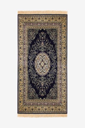 KM Home - Viskosmatta Casablanca - Blå - Slätvävda mattor - 80X350 - Från Homeroom