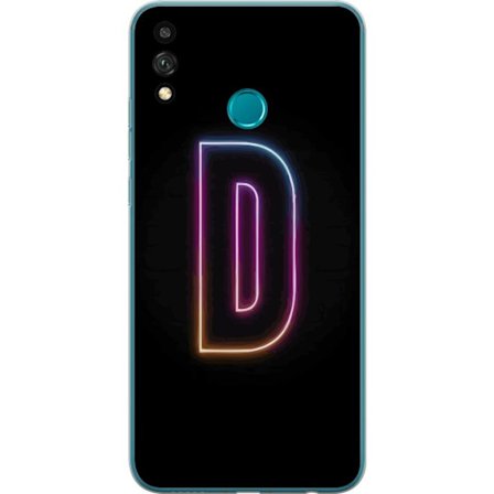 Kompatibel Mobilcover til Honor Honor 9X Lite Minimalistisk neonbogstav D i farveskiftende lys mod sort baggrund i moderne digital design