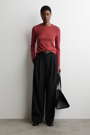 COS Femme Haut À Manches Longues En Jersey De Coton in Rouge