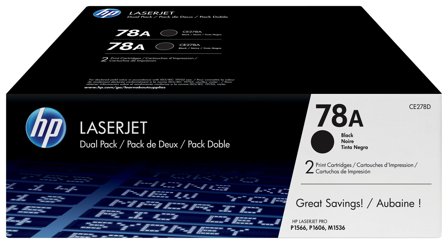 HP 78A svart LaserJet-tonerkassett, original, 2-pack, 886111730506