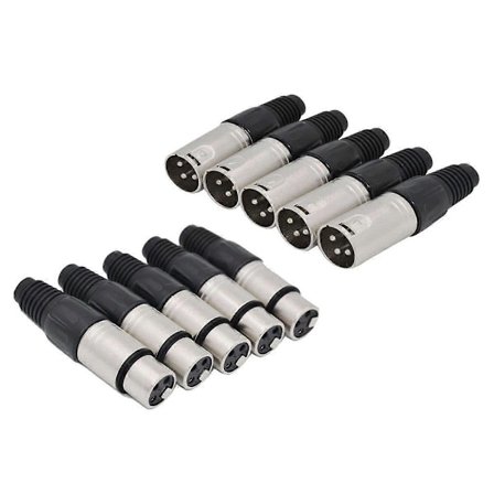 10x 3-pin XLR loddetype 5 han + 5 hun stik kabel