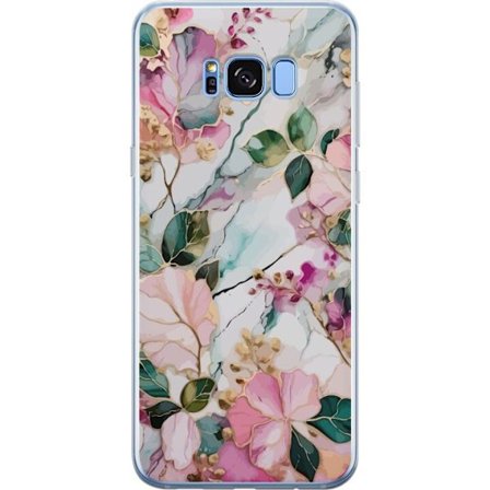 Kompatibel Mobilcover til Samsung Galaxy S8+ Abstrakt marmormønster med blomster, blade og gyldne detaljer i bløde pastelfarver