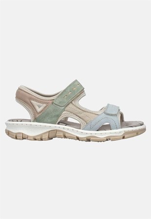 Rieker - Bekväm sandal med kardborrestängning - beige / multi - för damer - 36 - Cellbes