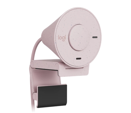 Logitech Brio 300 Full-HD - Rosa webkamera med automatisk lyskorreksjon, støydempende mikrofon og USB-C-tilkobling