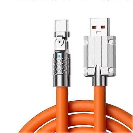 Kraftig 100W Ubrytelig Silikon USB til USB-C Kabel, 1M, Oransje, Hurtiglading, Støtter Dataoverføring