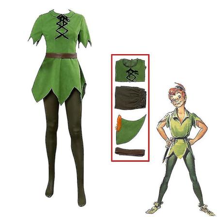 Peter Pan Cosplay Anime Kostyme Grønn Alv Uniform Kjoler Gutter Jenter Halloween Karneval Kostyme Fancy Dress Suit Menn -a Barn 150 Kid 150 Women