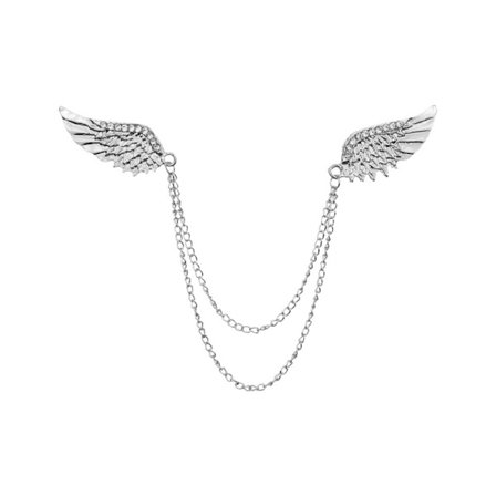 Modevingar Guld Silver Krage Kostym Skjorta Glänsande Kedja Hals Nål Brosch Gåva