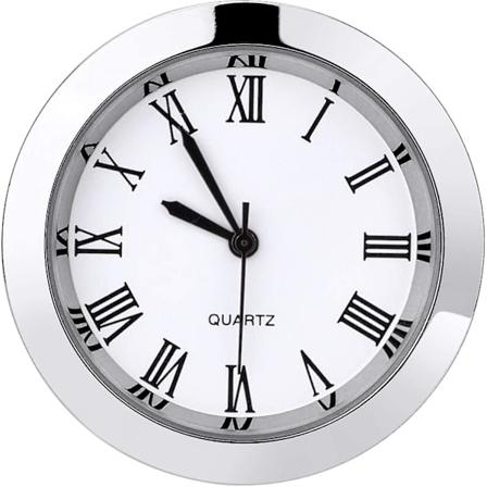 1-1/2 tommers (37 mm) rund kvartsurinnlegg med romertall passer til 35 mm diameter hull