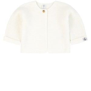 Kids - Petit Bateau White Knitted Ribbed Cardigan - Jumpers and knitwear - 1 month - Cream