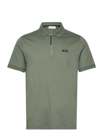 Mix Media Nylon Interlock Polo Polos Short-sleeved Kakigrønn Calvin Klein*Betinget Tilbud