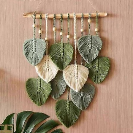 Blad Macrame Vægophæng Boho Værelse Hjemmeindretning Vævet Æstetisk Vægtæppe Hjemmeværelse Bryllupsdekoration