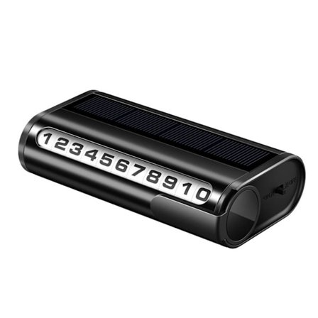1 stk (Sort) Solcelledrevet parkeringsnummerplade, rulle, lysende