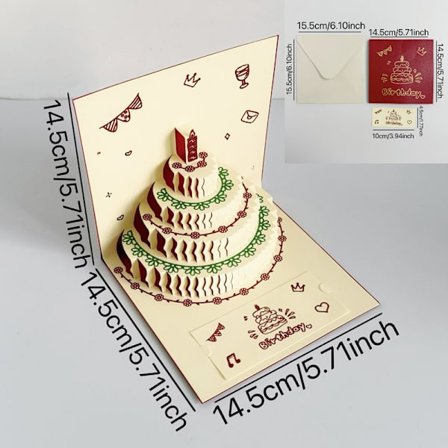 3D Grattis på födelsedagen-kort – En unik vikbar födelsedagspresent med en pop-up tårtdesign