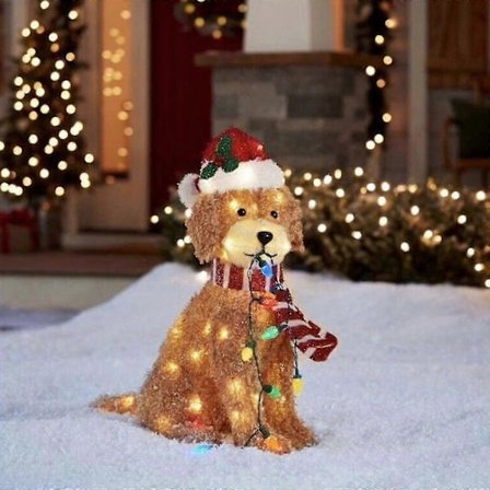 Holiday Living Jouluinen Led-Valoilla Varustettu Pehmeä Doodle-Koira Koristelahja