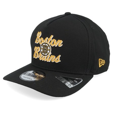 New Era - NHL Svart adjustable Caps - Boston Bruins 9FIFTY Chainstitch Black A-Frame Adjustable @ Hatstore