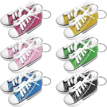 12 Stykker Sko Nøkkelring Mini Sko Nøkkelring Sneaker Nøkkelring Mini Canvas Sko Nøkkelringer Sko Nøkkelringer, 12 Farger