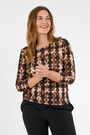 SIGNATURE - 3/4 Ærmet T-shirt - Brun - Mønstret