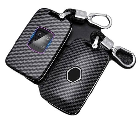 Karbonfiber bilnøkkeldeksel, passer Renault Koleos Kadjar Scenic Megane Sandero Espace Clio Captur Kangoo Laguna Talisman Twingo, svart{hw}