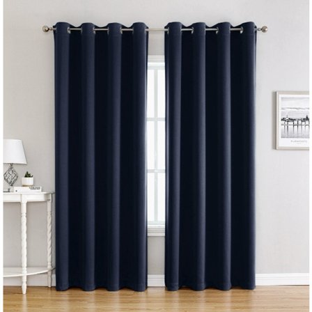 Gardiner marineblå, blendingsgardin, blendingsgardin med ringer, 1 stk. termiske gardiner for soverom og kontor, 100x250 cm