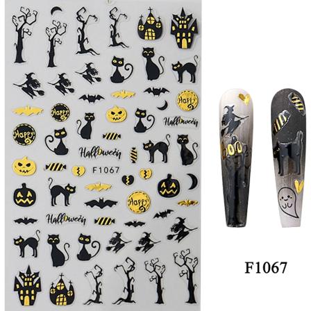 Halloween Negleklistermærker Sorte Kat Spøgelser Edderkop Spindelvæv Design Decals Holografiske Selvklæbende Slider Manikyr Kunst Og Dekoration F1067