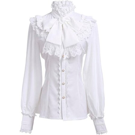 Victorian Bluser til Kvinder Gothic Skjorte Vintage Langærmet Lotus Ruffle Tops