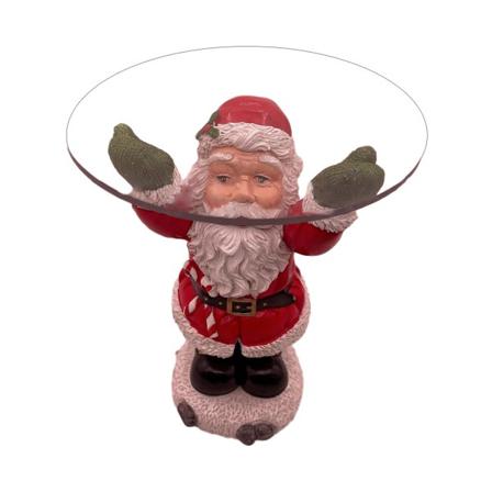 Christmas Santa Claus Staty Holding Snack bricka Resin Skulptur Godsaker Hållare null - Bring a plate Leaning back