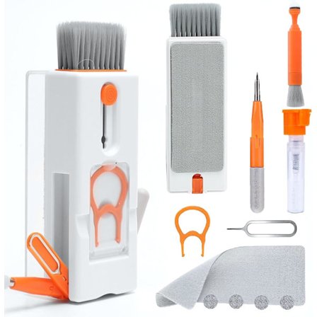 Tastaturrengjøringssett 11 i 1, Multifunksjonelt rengjøringsverktøy Tastaturrengjøringsbørste med spray for kamera, bærbar dataskjerm